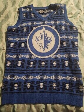 NHL‎ Winnipeg Jets Ugly Festive Christmas  Sweater Vest Men's Size Medium